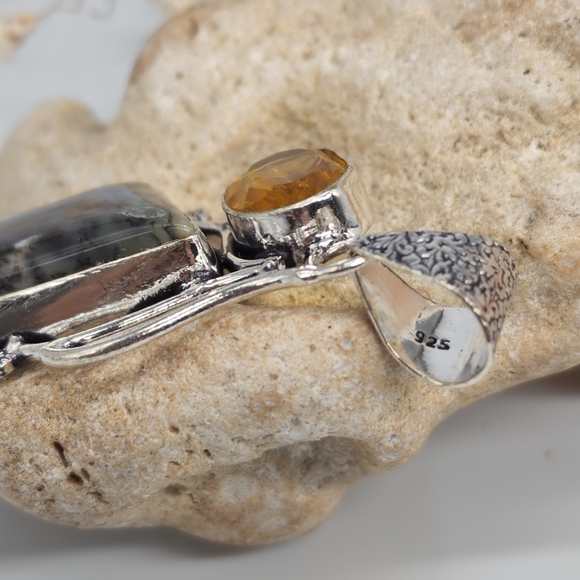Natural Beautiful Jasper Stone Silver Pendant - Picture 3 of 6